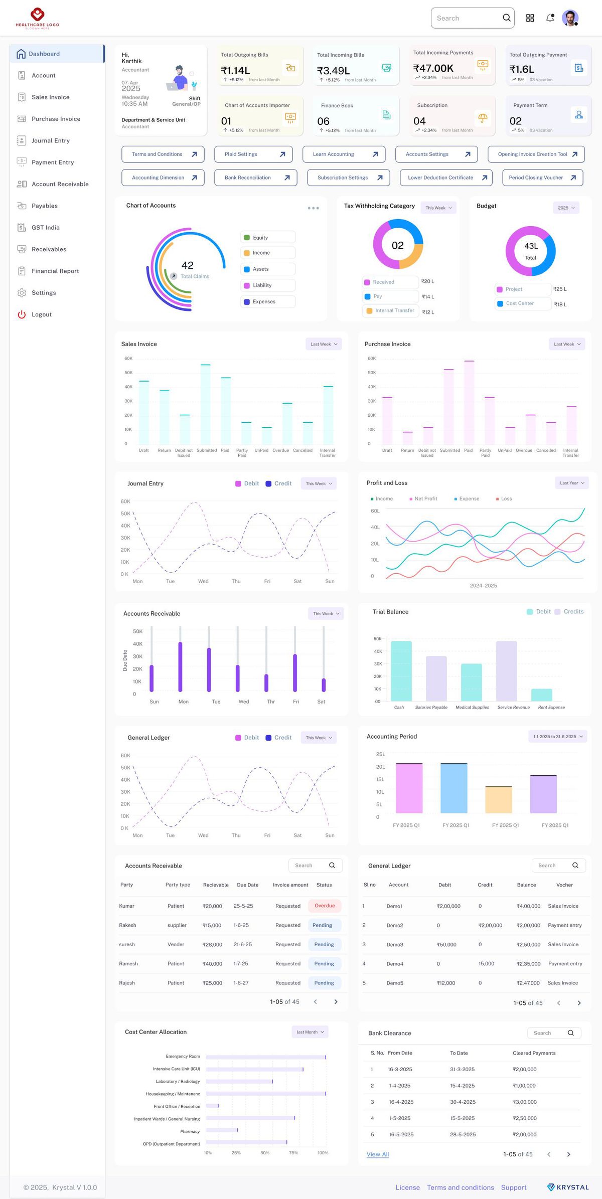 Krystal — Account Dashboard