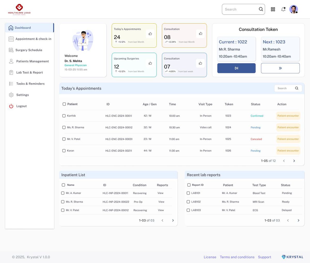 Krystal — Doctor Dashboard