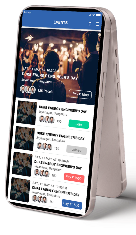 The NSiE events screen on a phone