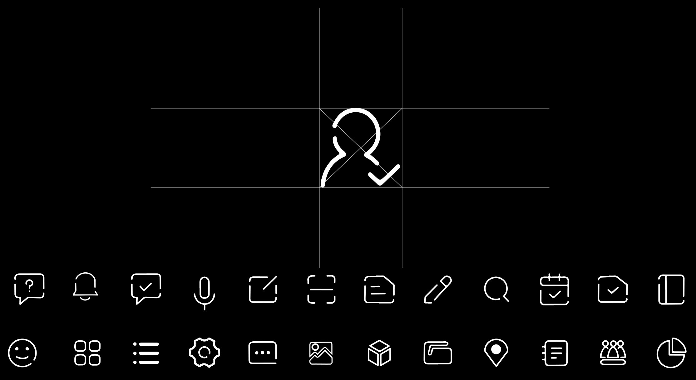 The VTC icon grid construction and the full outline icon set